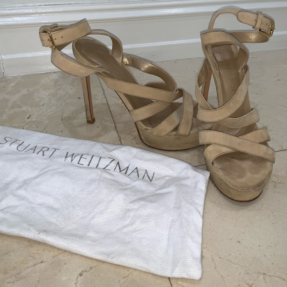 Suade beige strap heels - Picture 2 of 4